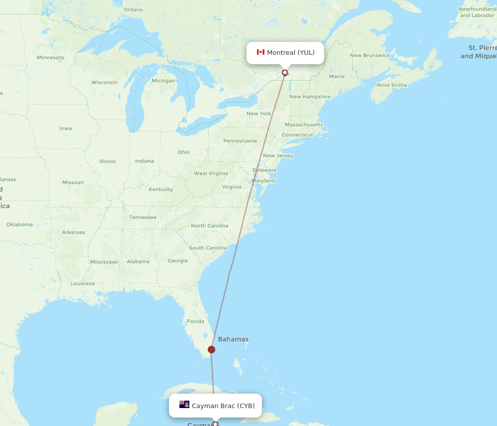 YUL-CYB flight routes