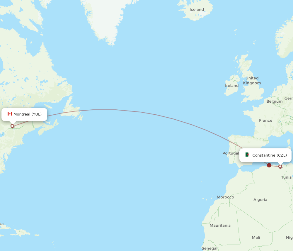 YUL-CZL flight routes