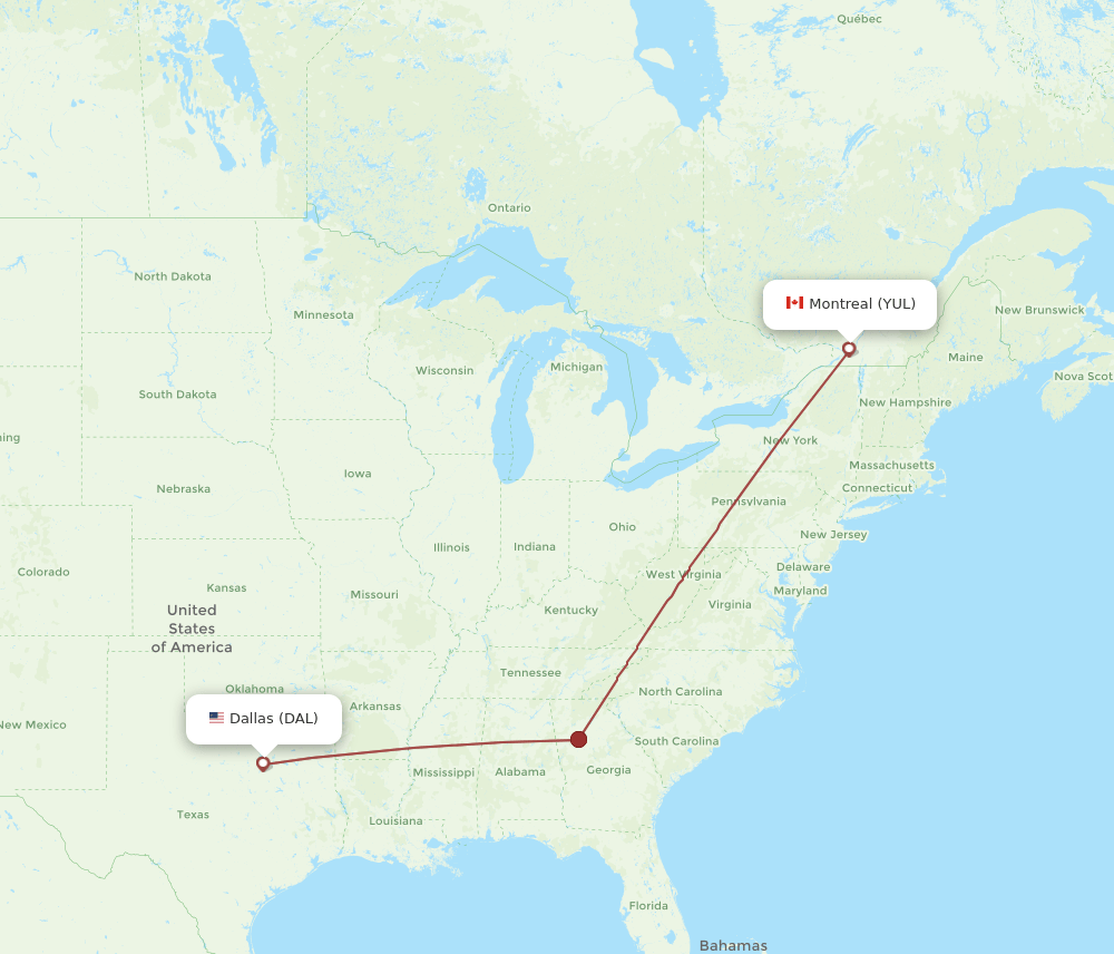 YUL-DAL flight routes