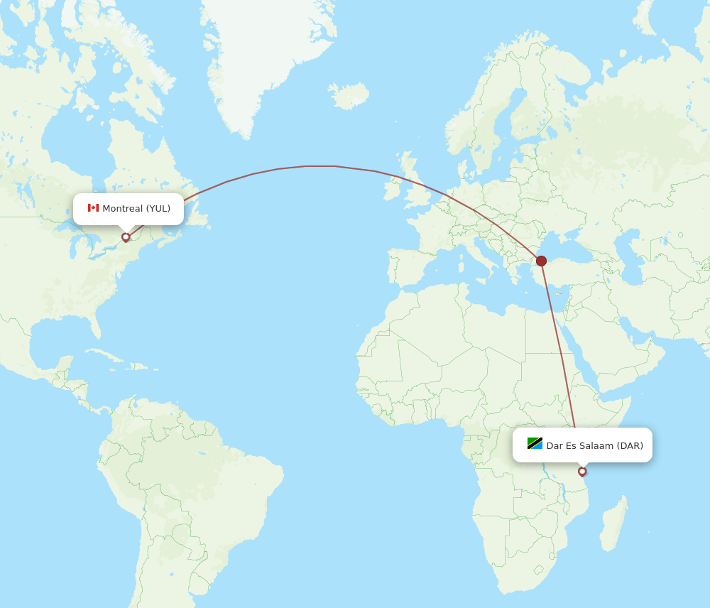 YUL-DAR flight routes