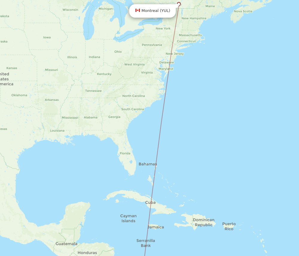 YUL-DAV flight routes