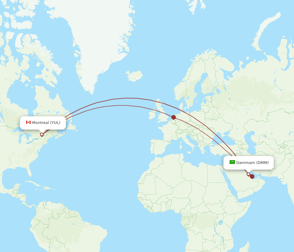 YUL to DMM flights and routes map