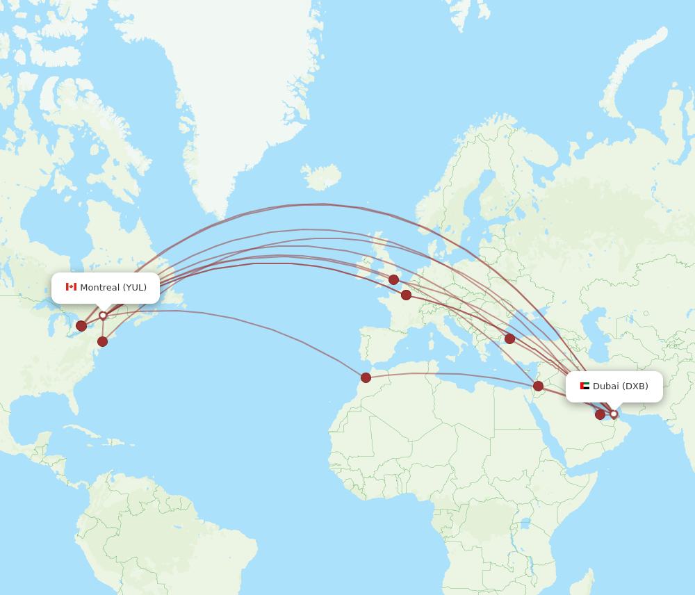 YUL-DXB flight routes