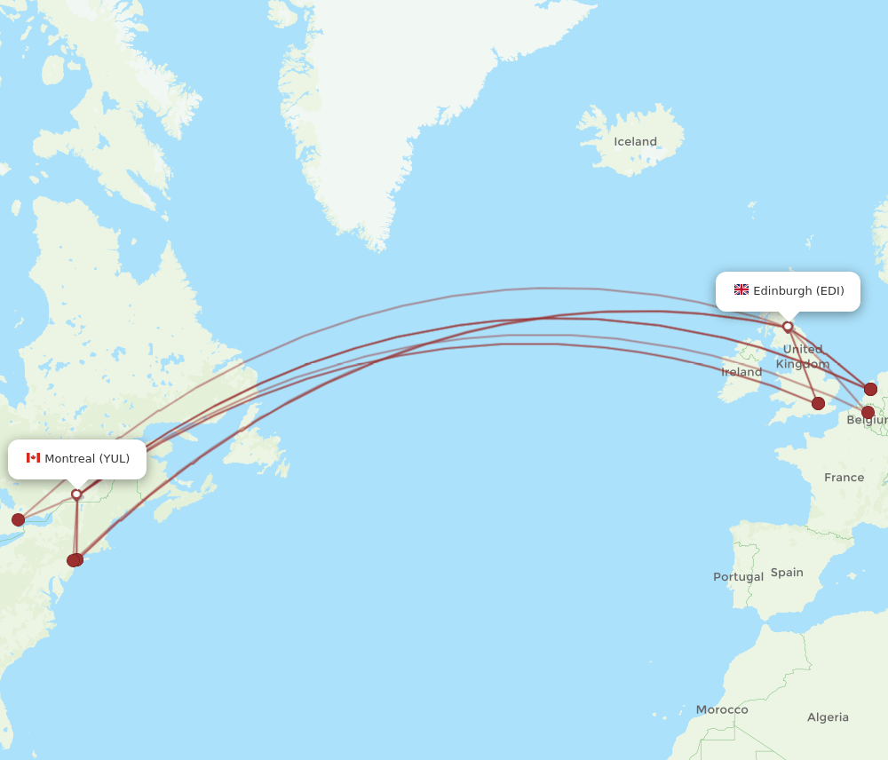 YUL-EDI flight routes