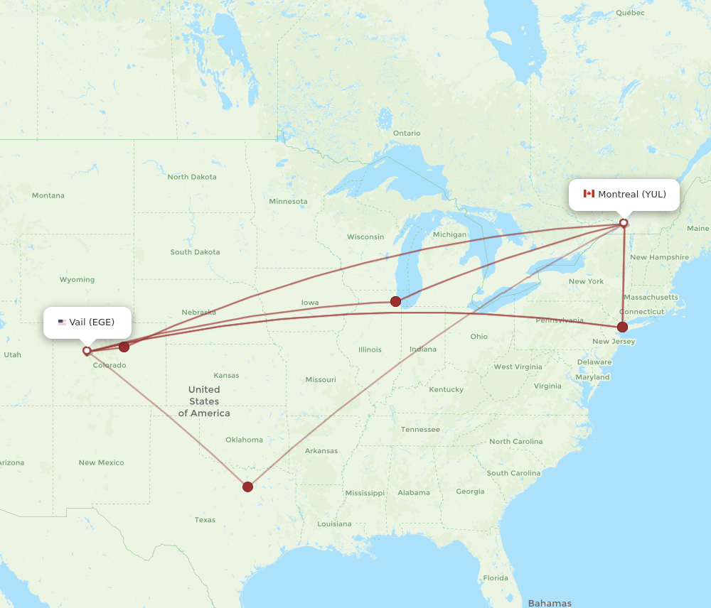 YUL-EGE flight routes