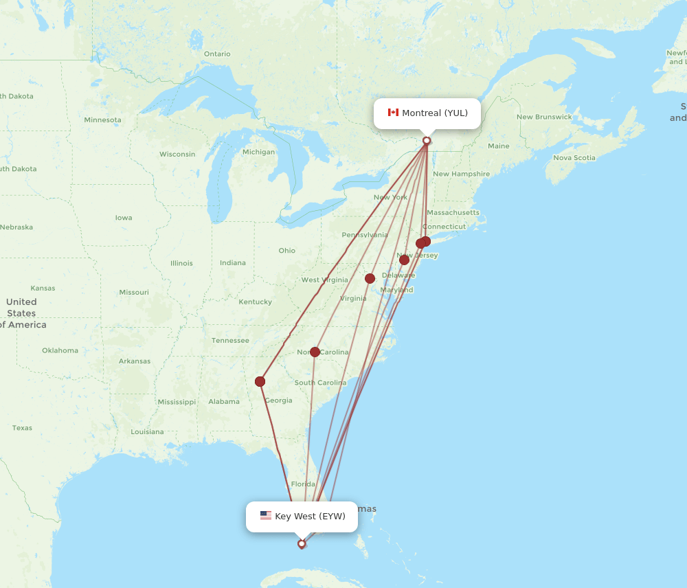 YUL-EYW flight routes