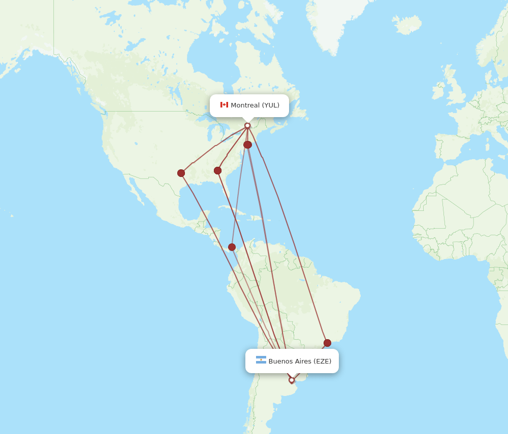 YUL-EZE flight routes