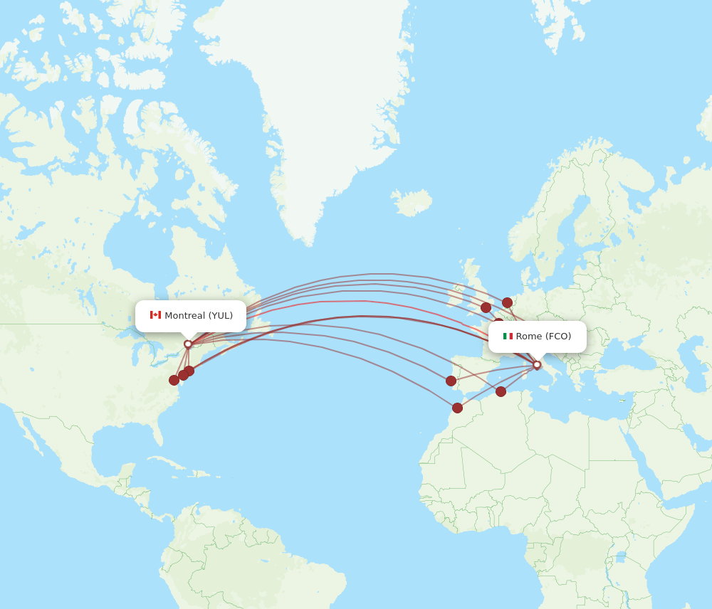 YUL-FCO flight routes