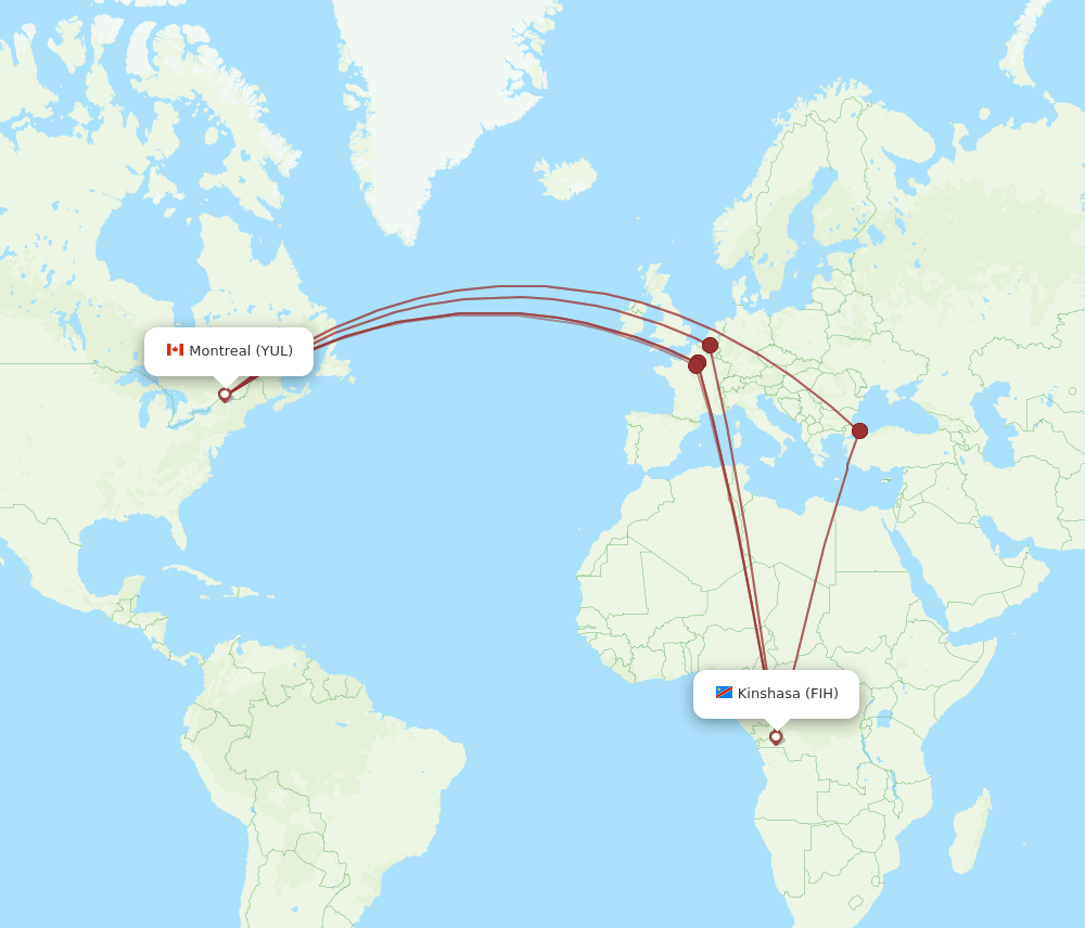 YUL-FIH flight routes