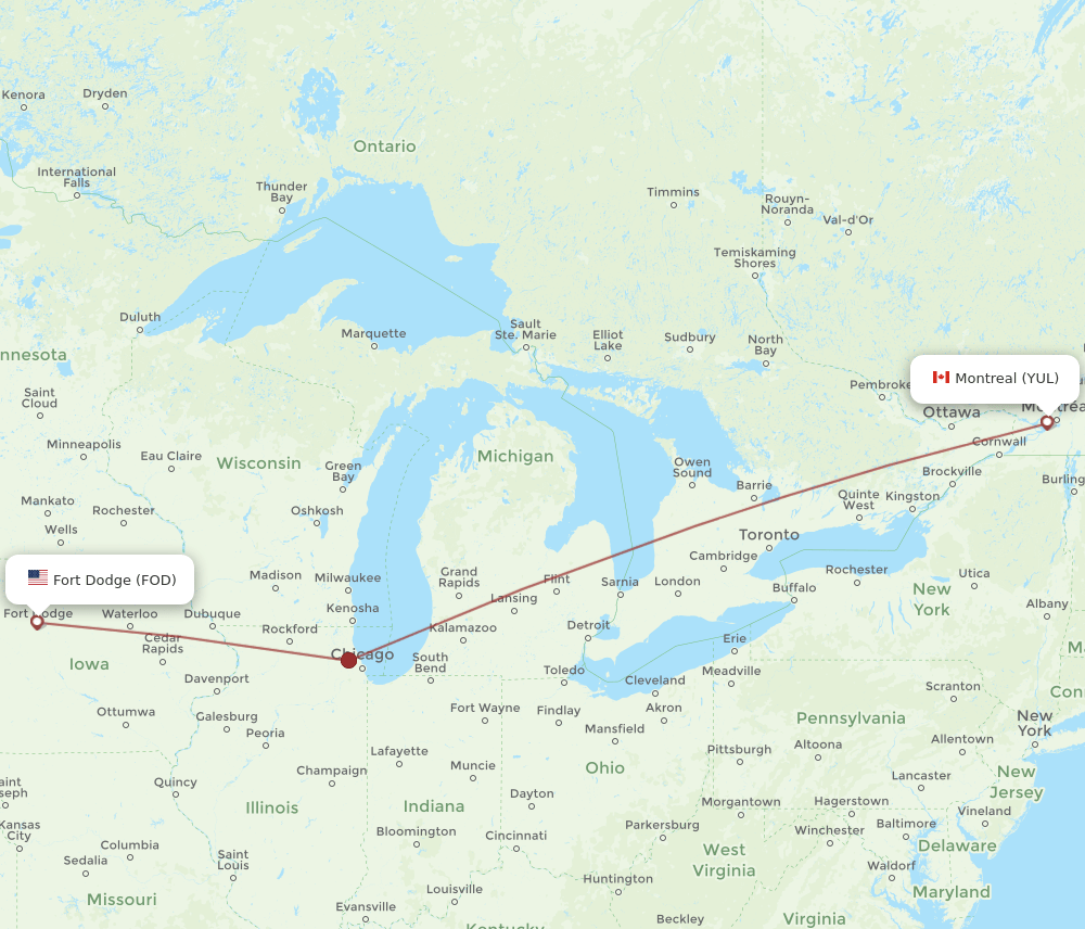 YUL-FOD flight routes