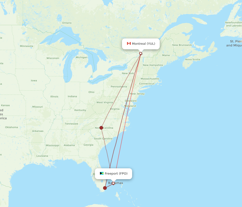 YUL-FPO flight routes