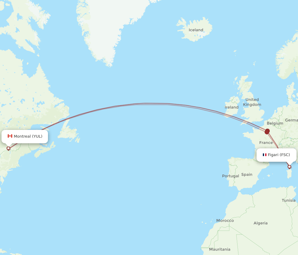 YUL-FSC flight routes