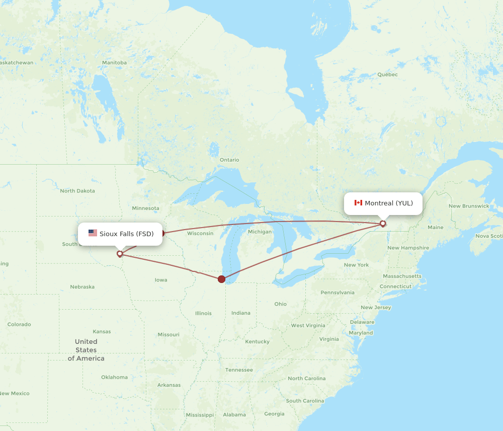 YUL-FSD flight routes