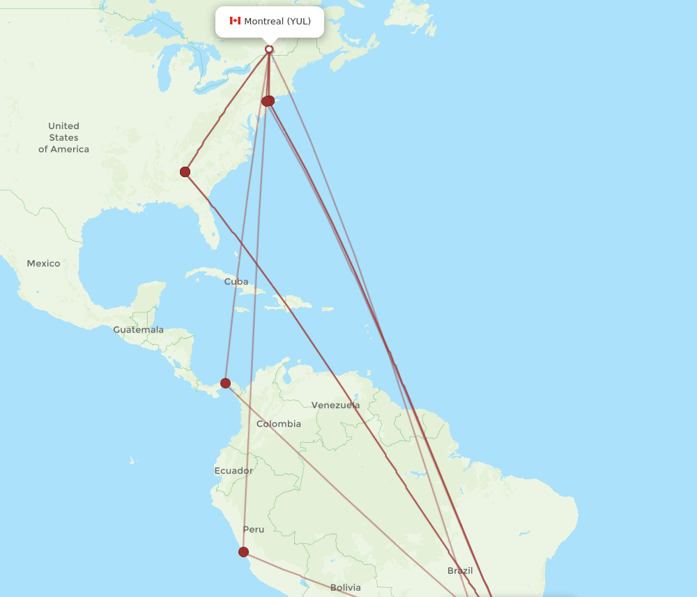 YUL-GIG flight routes