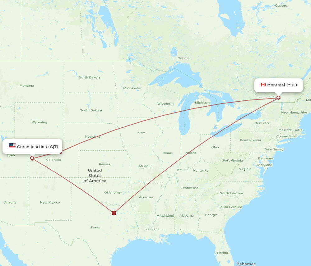 YUL-GJT flight routes