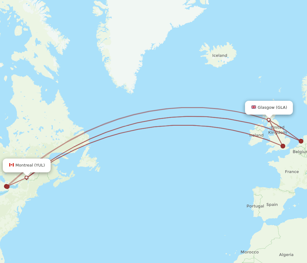 YUL-GLA flight routes