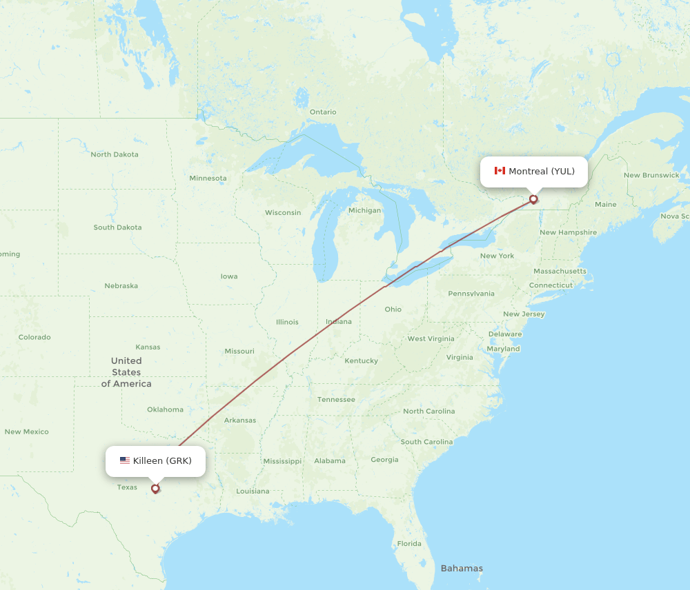 YUL-GRK flight routes