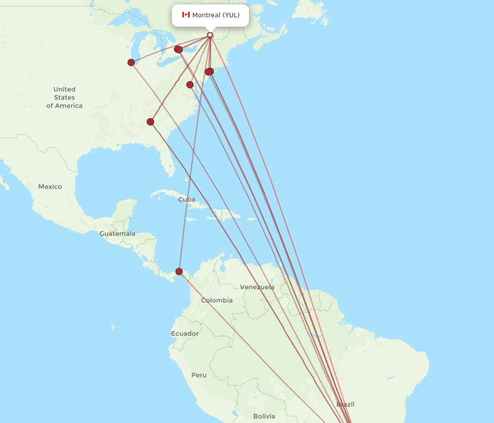 YUL-GRU flight routes