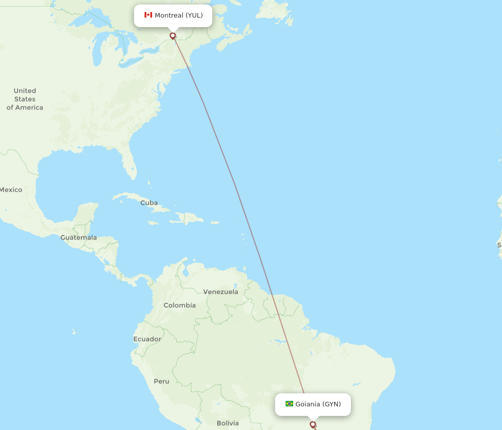 YUL-GYN flight routes