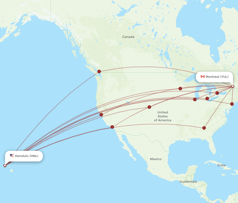 YUL-HNL flight routes