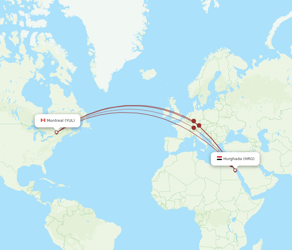 YUL-HRG flight routes
