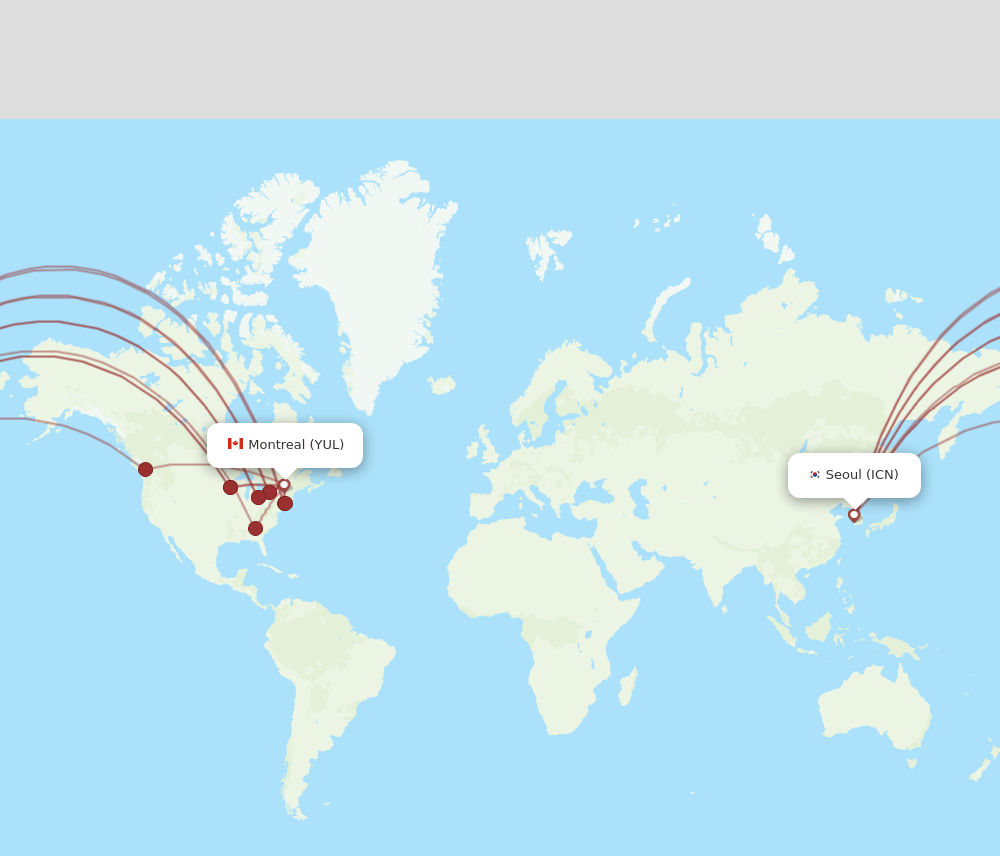 YUL to ICN flights and routes map