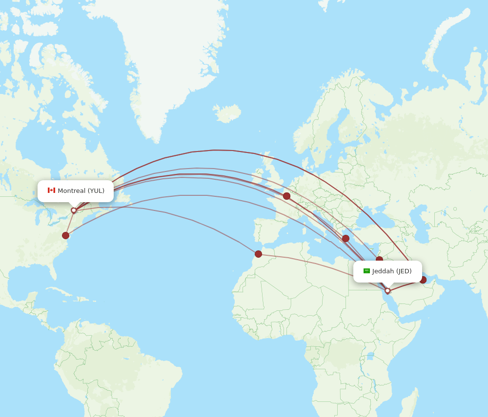 YUL-JED flight routes