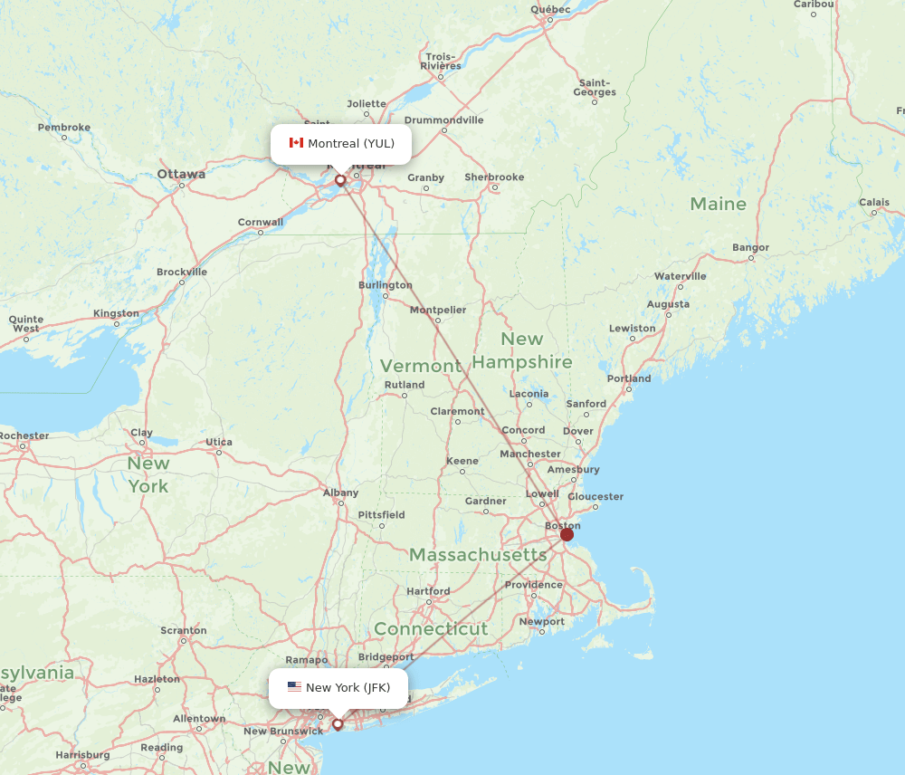 YUL-JFK flight routes