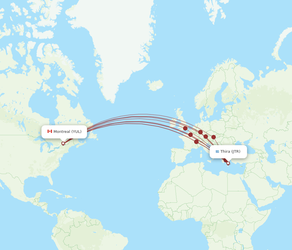 YUL-JTR flight routes