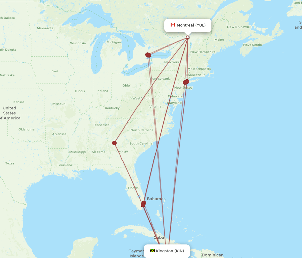 YUL-KIN flight routes