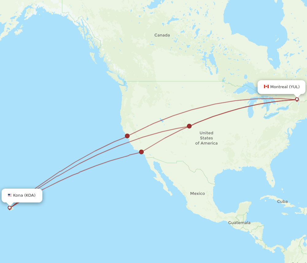 YUL-KOA flight routes