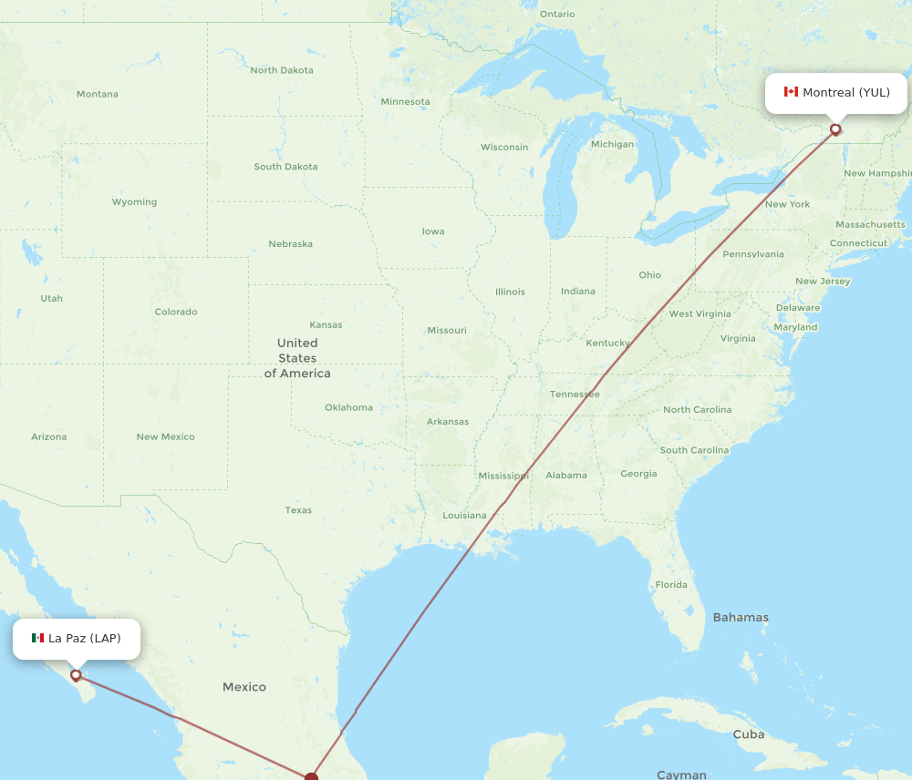 YUL-LAP flight routes