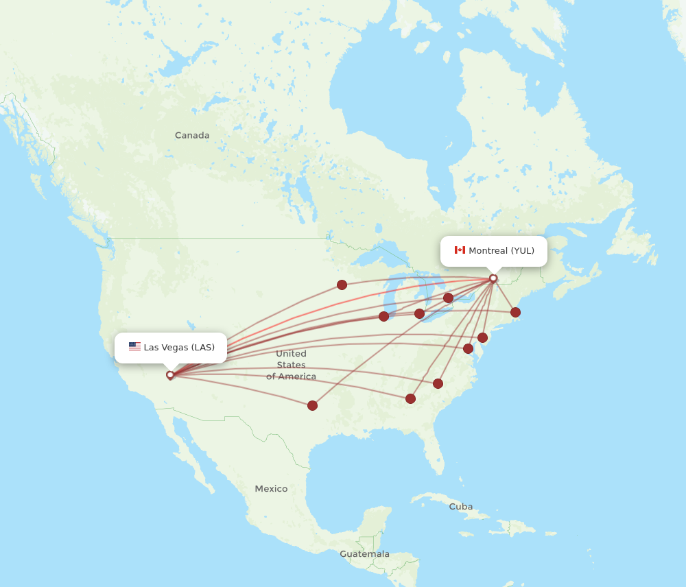 YUL to LAS flights and routes map