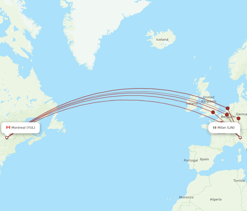 YUL-LIN flight routes