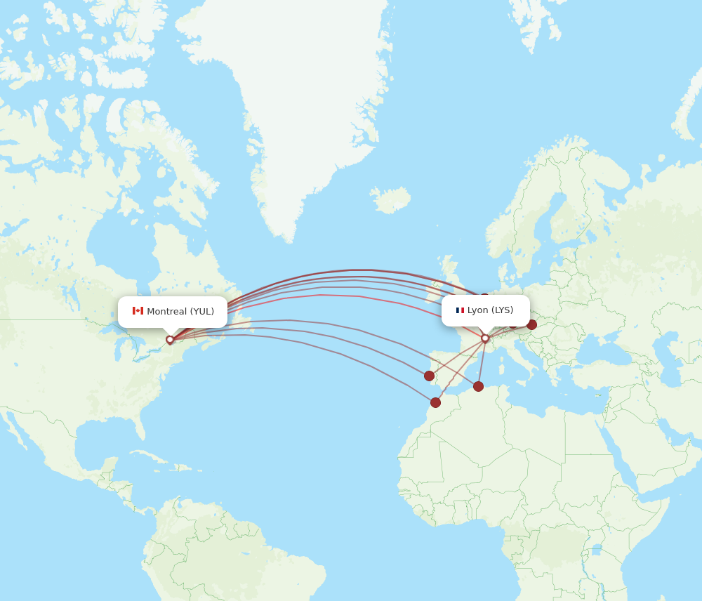 YUL to LYS flights and routes map