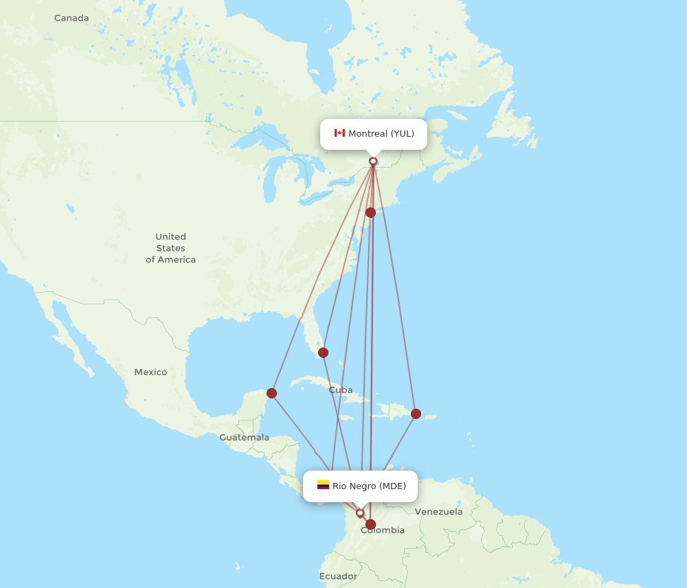 YUL-MDE flight routes
