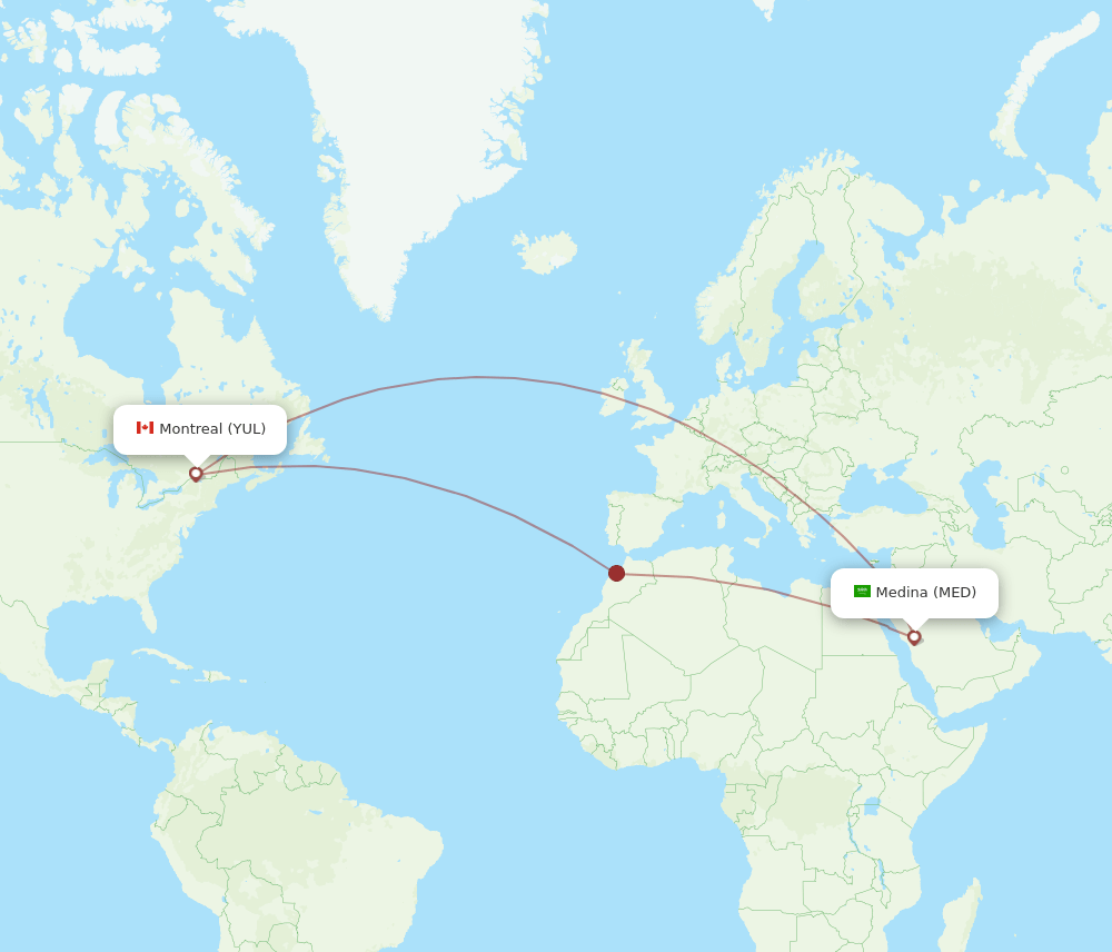 YUL-MED flight routes