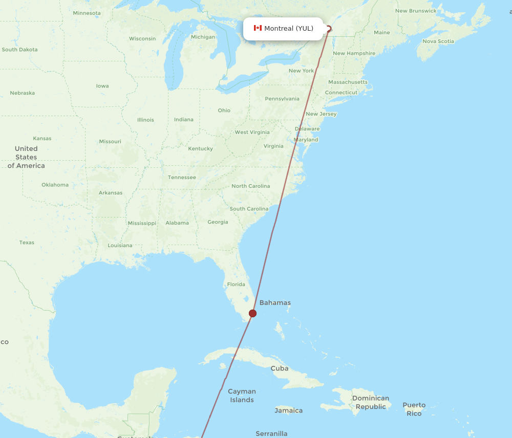 YUL-MGA flight routes
