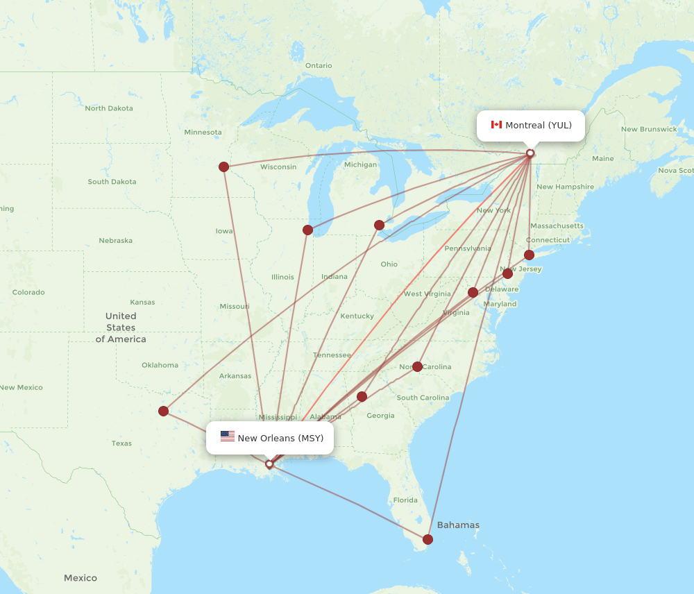 YUL-MSY flight routes
