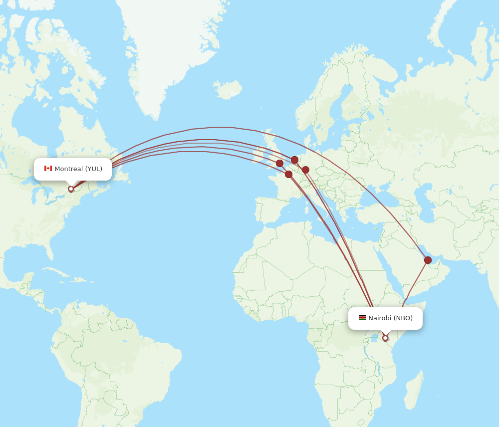 YUL-NBO flight routes