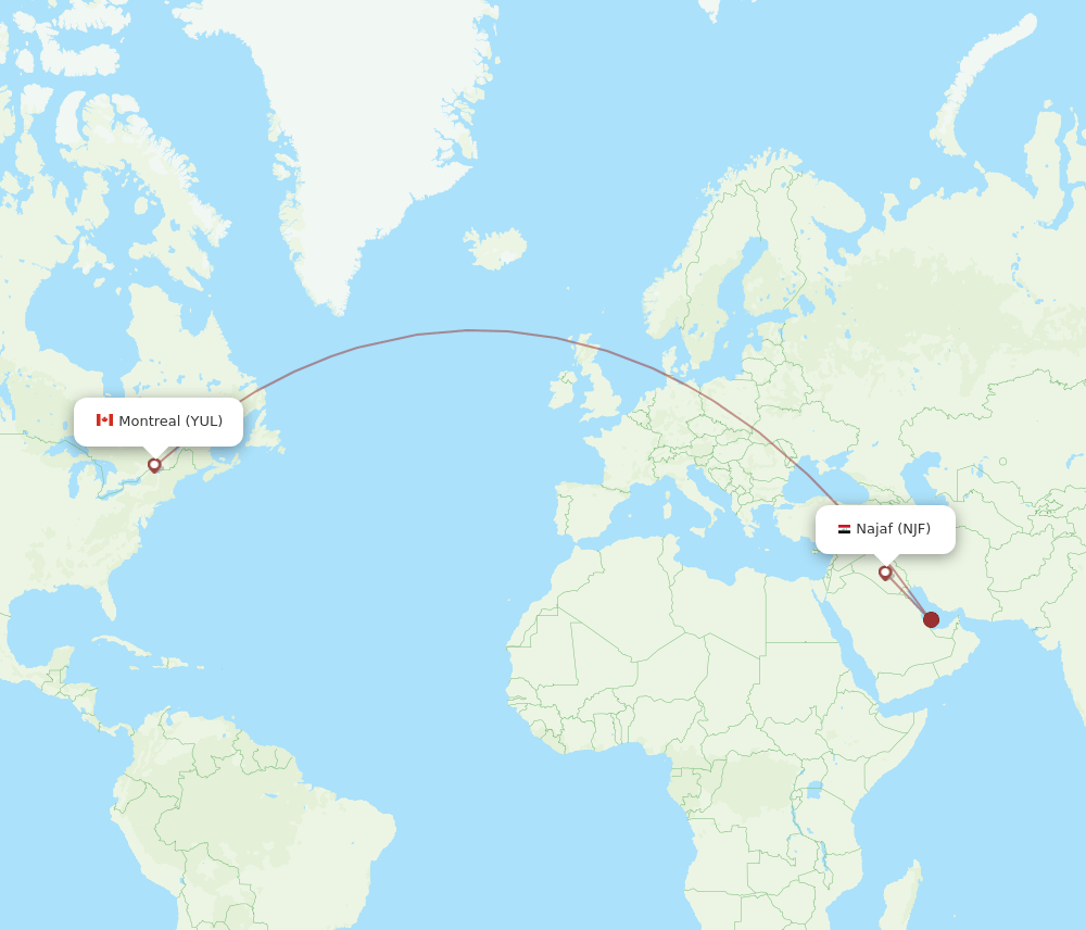 YUL-NJF flight routes