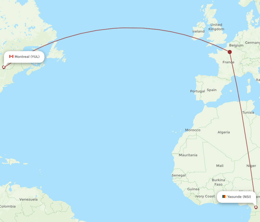 YUL to NSI flights and routes map