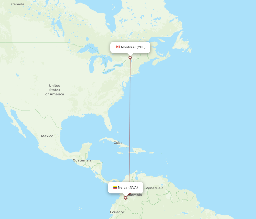 YUL-NVA flight routes