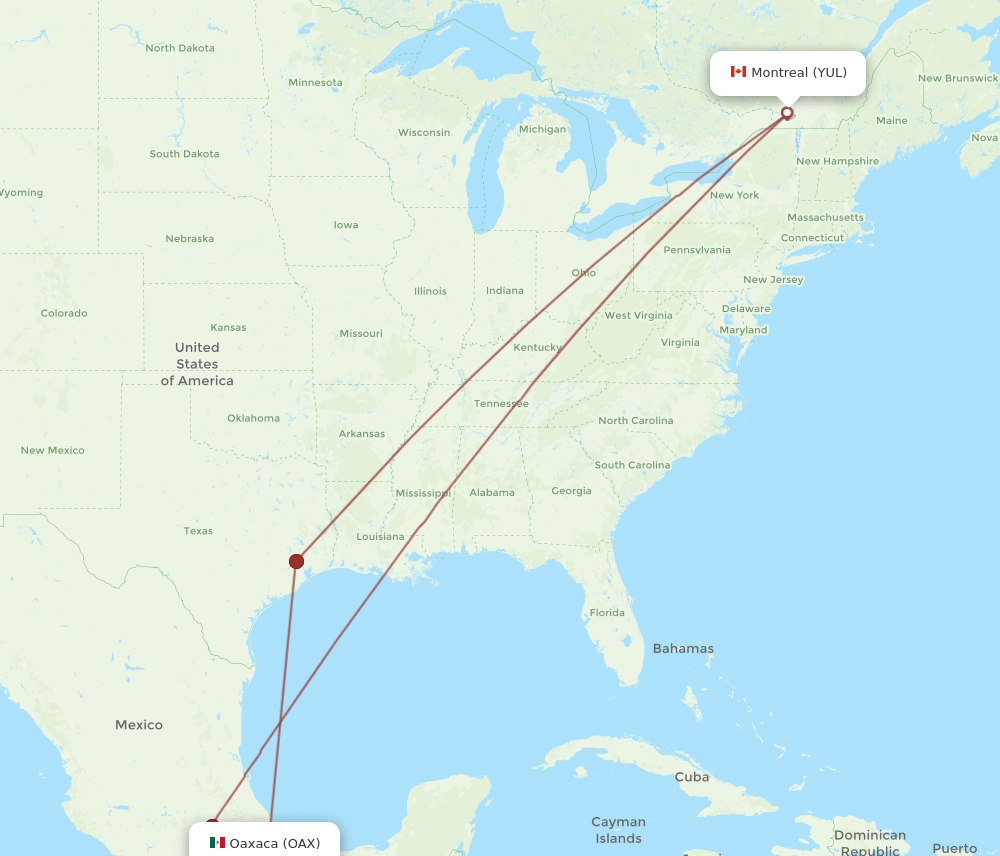 YUL-OAX flight routes