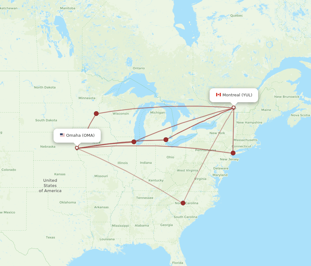 YUL-OMA flight routes