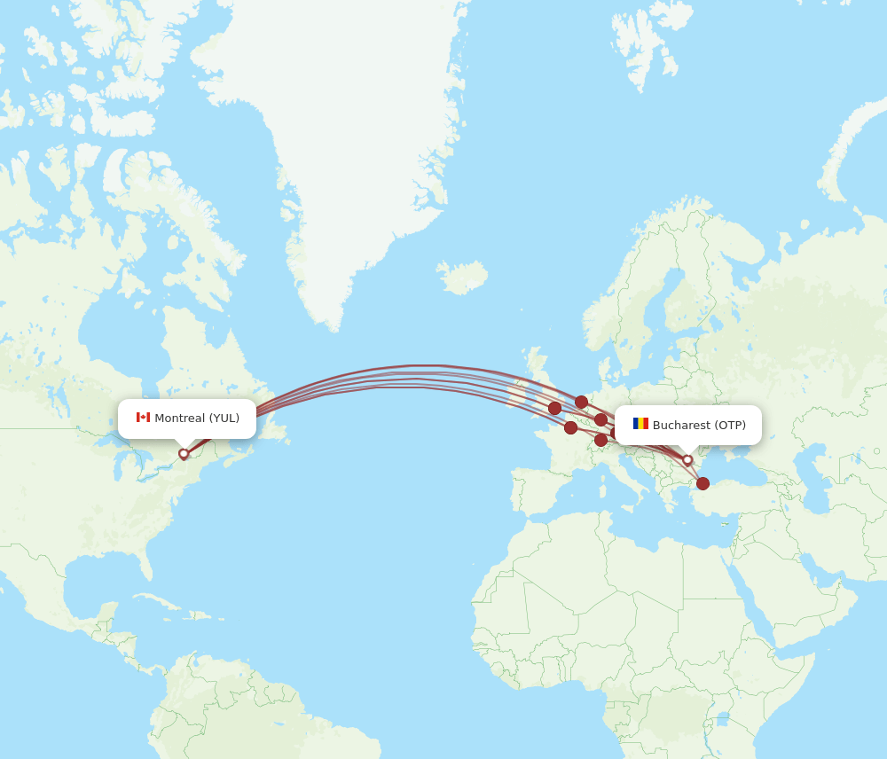 YUL-OTP flight routes