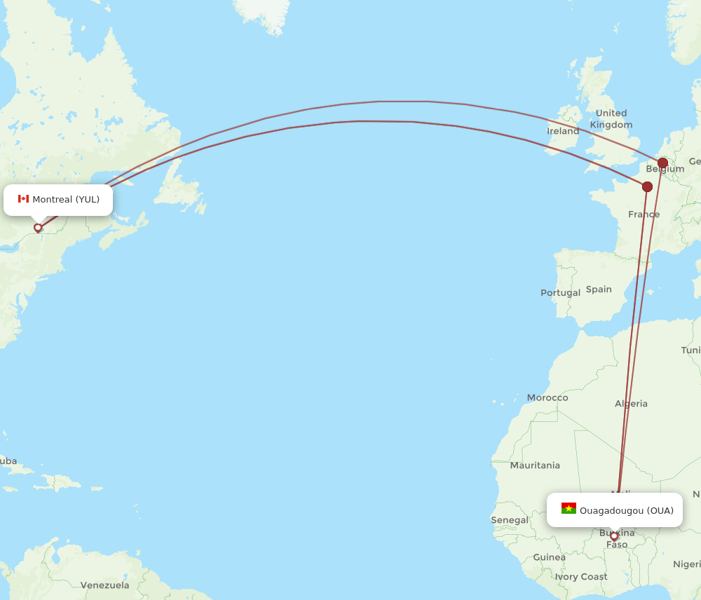 YUL-OUA flight routes