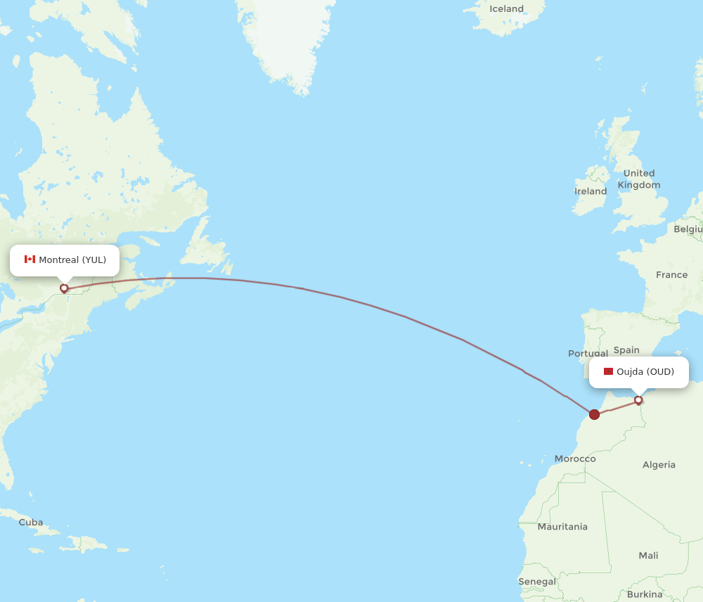YUL-OUD flight routes