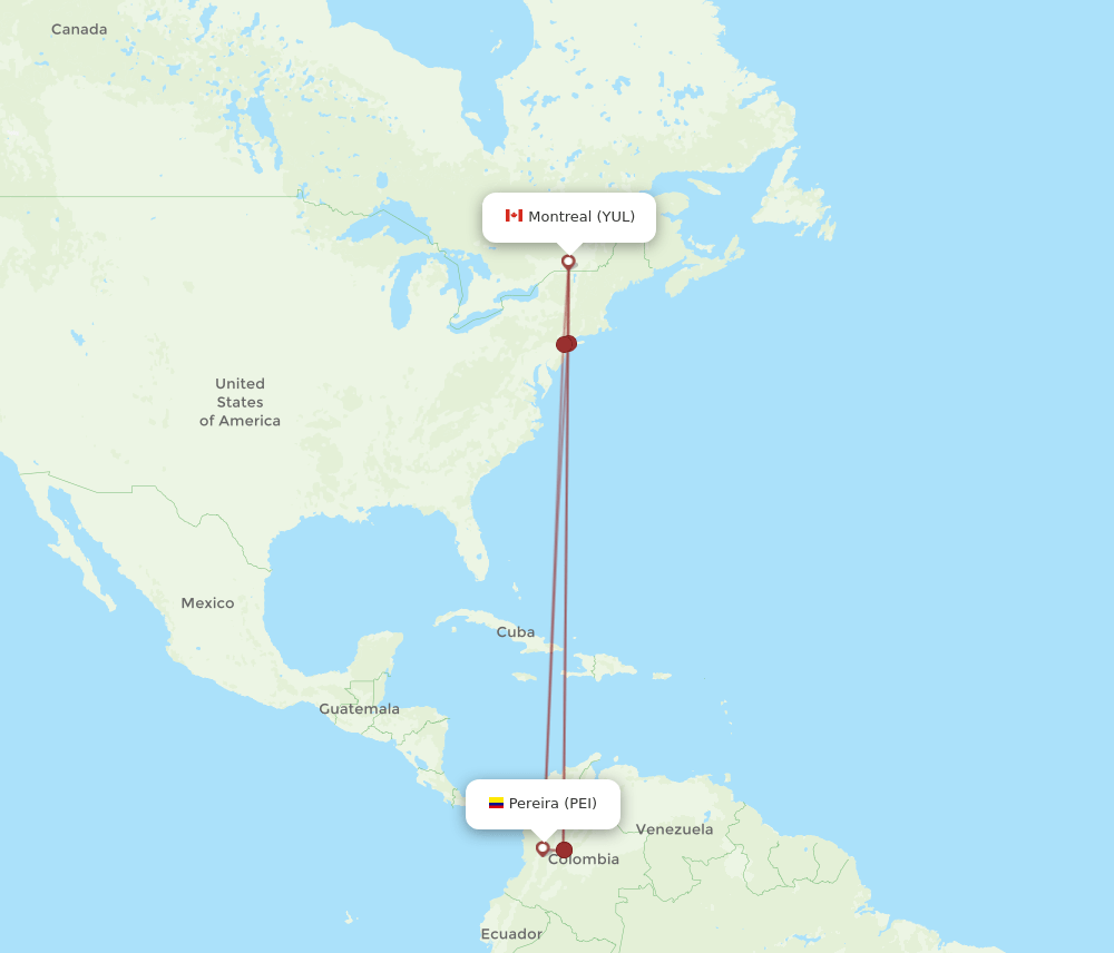 YUL-PEI flight routes