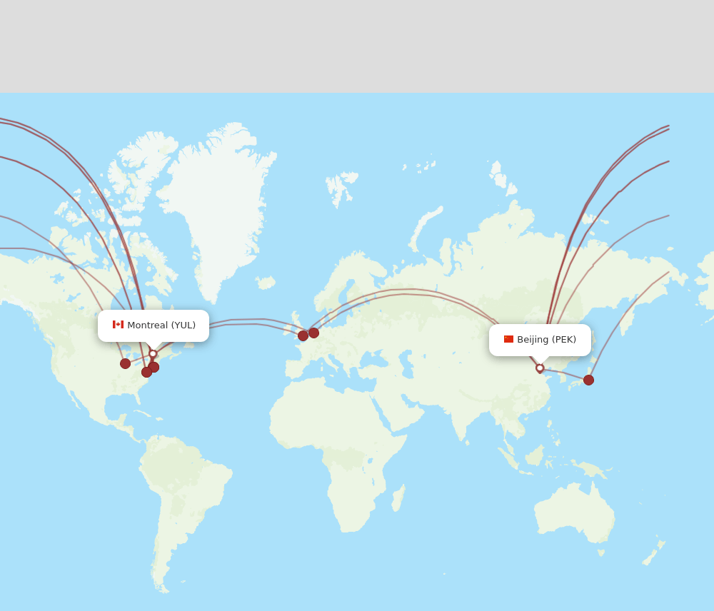 YUL-PEK flight routes
